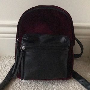 Pink Velvet Backpack With Adjustable Straps